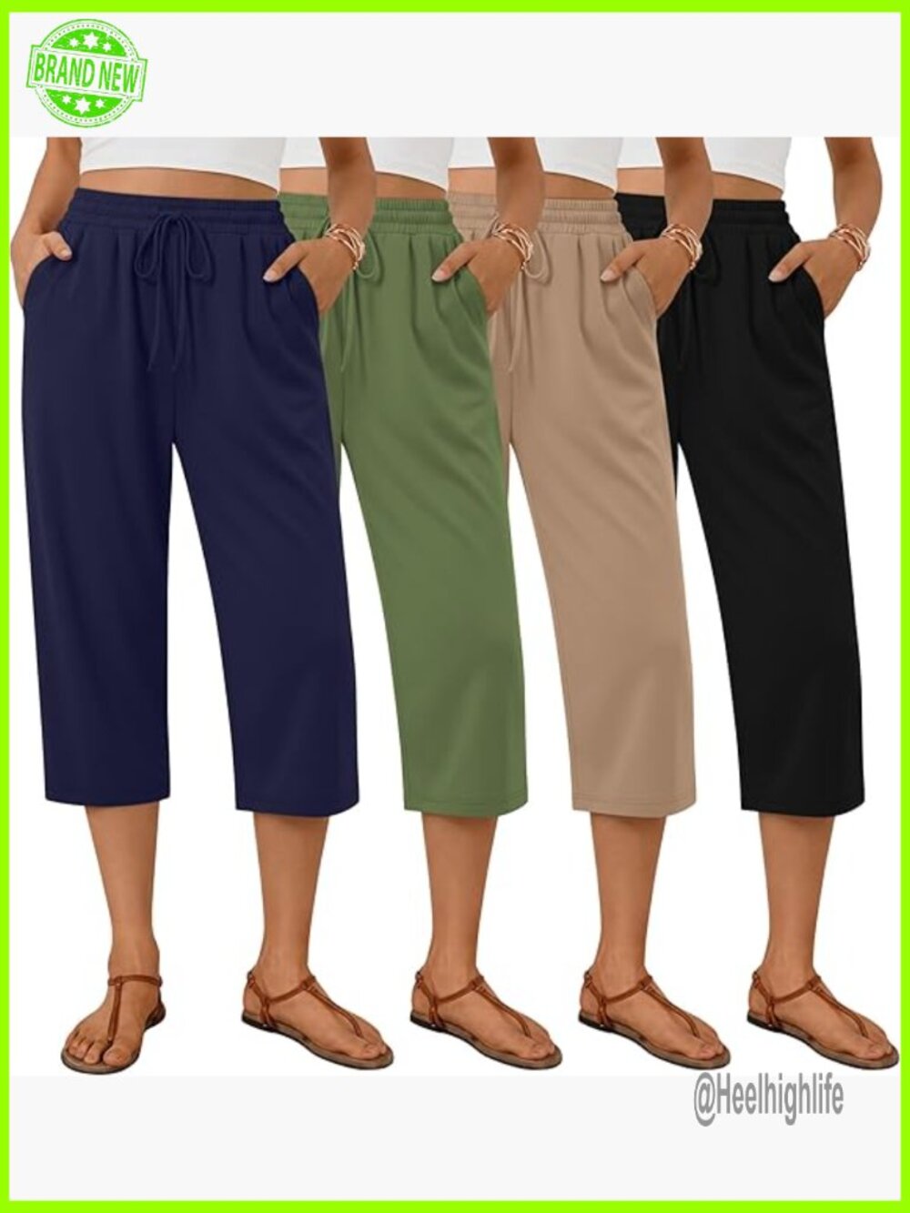 4 Pack Women's Wide Leg Capri Yoga Pants with Pockets Lounge Sweatpants